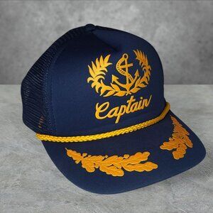 Vintage 90s 'Captain' navy/yellow trucker hat